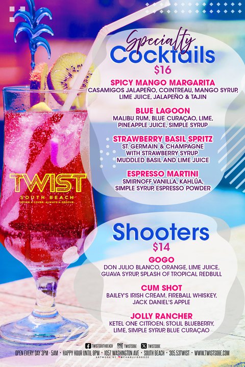 Twist Specialty Cocktail Menu